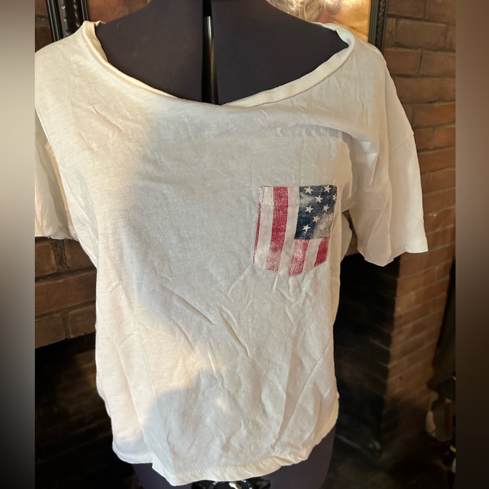 Ralph Lauren Denim and Supply copped t shirt with flag pocket M
